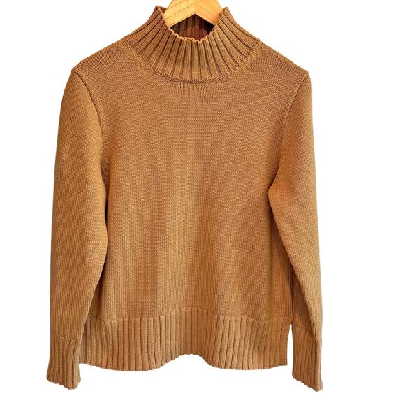 J. Crew Tan Cotton Turtleneck Sweater #CE700 - size Medium - Picture 1 of 7